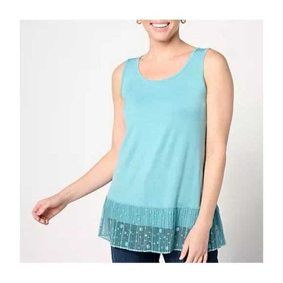 LOGO Layers Knit Tank with Broomstick Lace Trim - Picture 1 of 6
